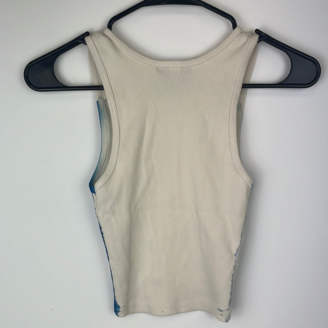 S ‘Sappho in the Garden’ Cropped Cotton/Spandex Rib Tank