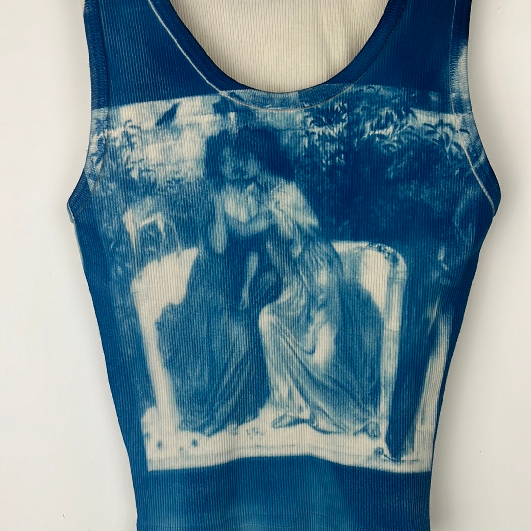 S ‘Sappho in the Garden’ Cropped Cotton/Spandex Rib Tank