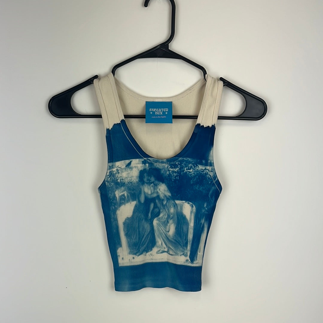 S ‘Sappho in the Garden’ Cropped Cotton/Spandex Rib Tank